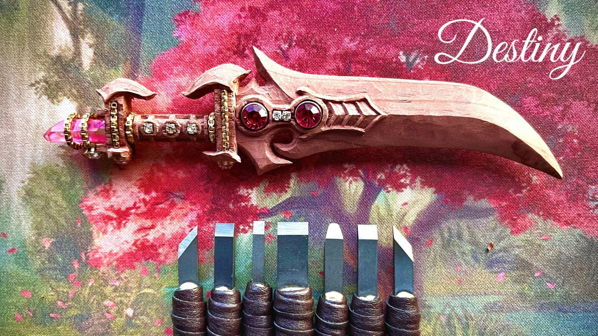 Load video: Fantasy Sword Woodcarving Timelapse