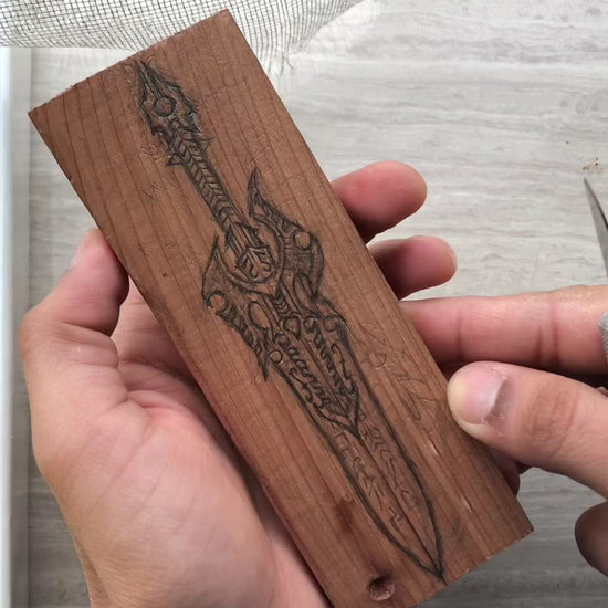 wood carving sword timelapse