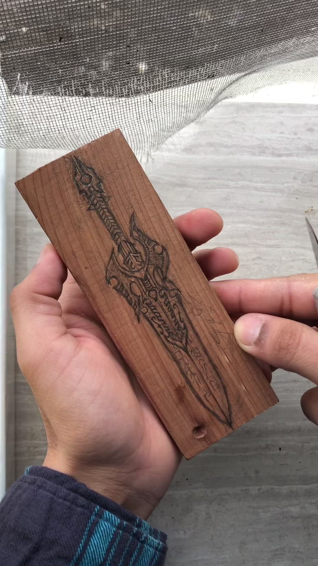 wood carving sword timelapse