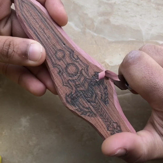 fantasy swords art 3d wood carving
