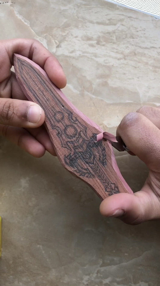 fantasy swords art 3d wood carving