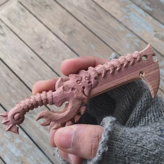 3d fantasy sword carved in cedar wood