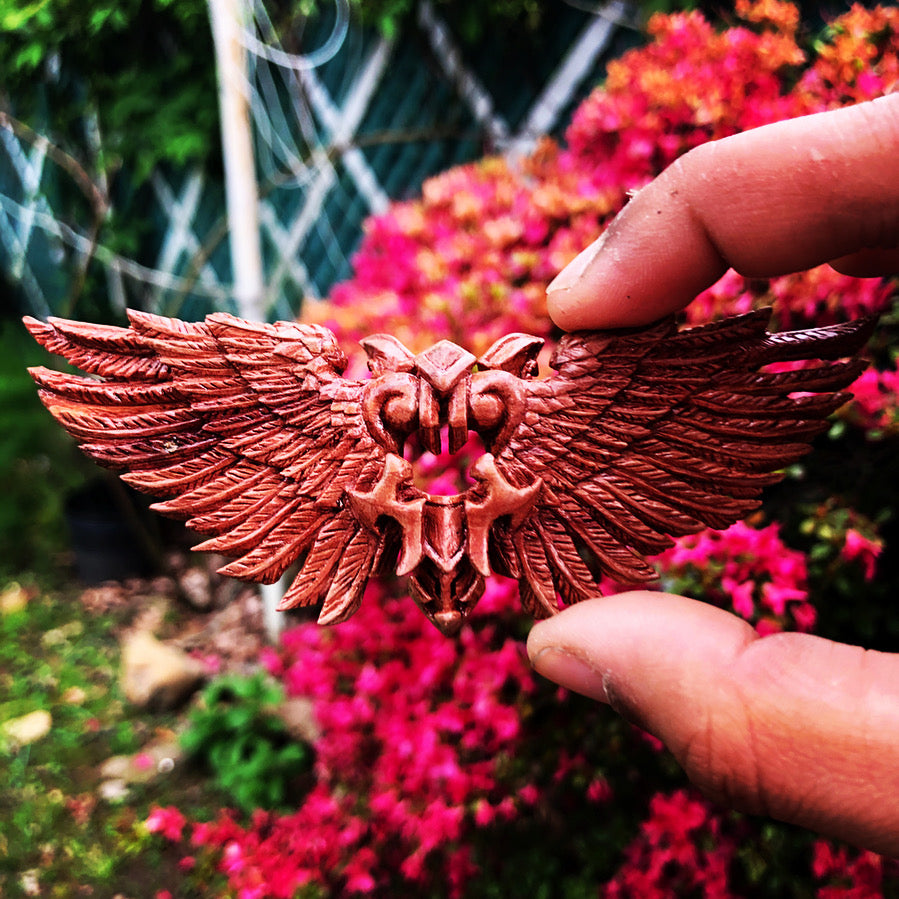 beautiful hand carved angel wings in cedar wood