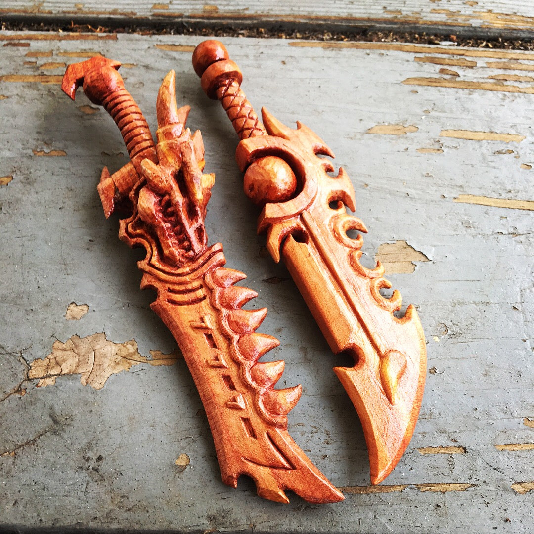 fantasy woodcarving swords