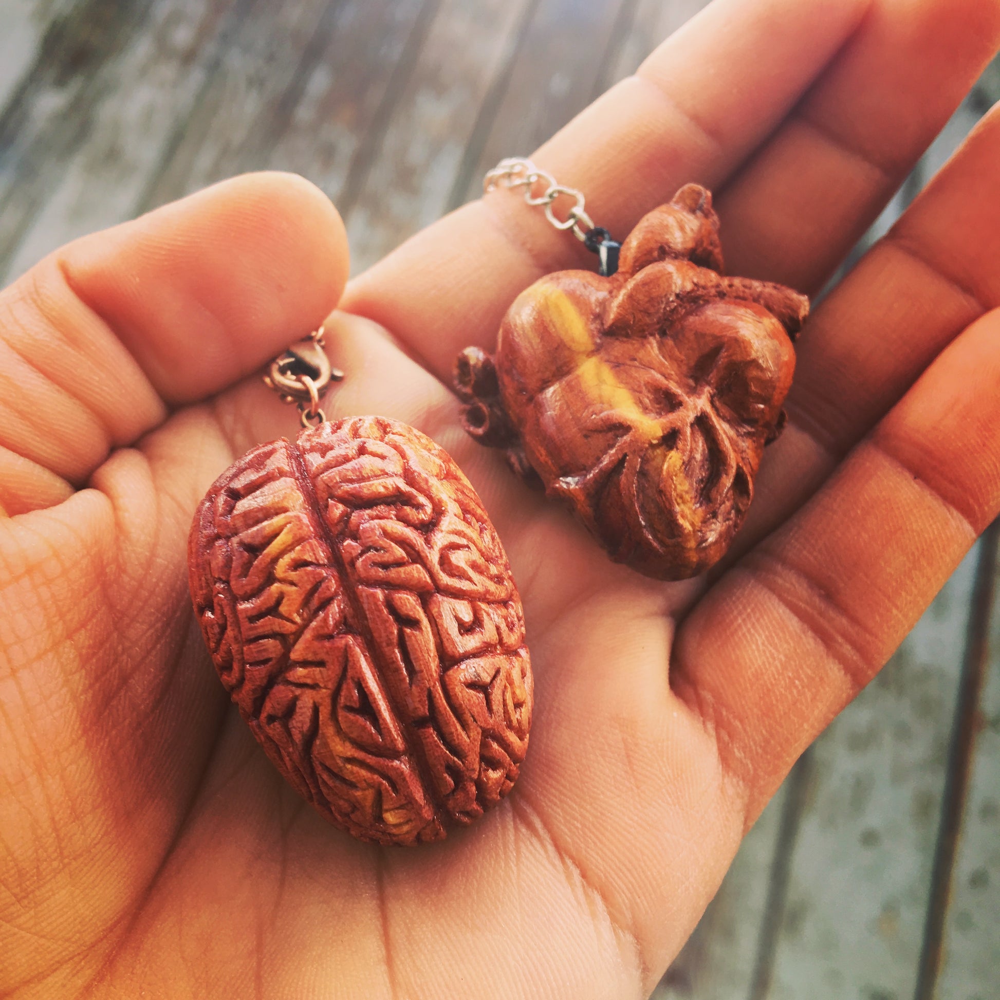 wooden brain carving 