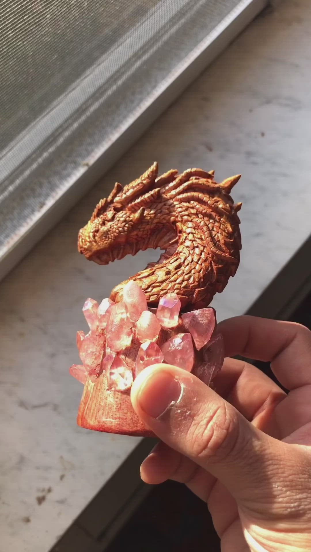 wooden dragon carving dnd dragon ttrpg miniuature dragon