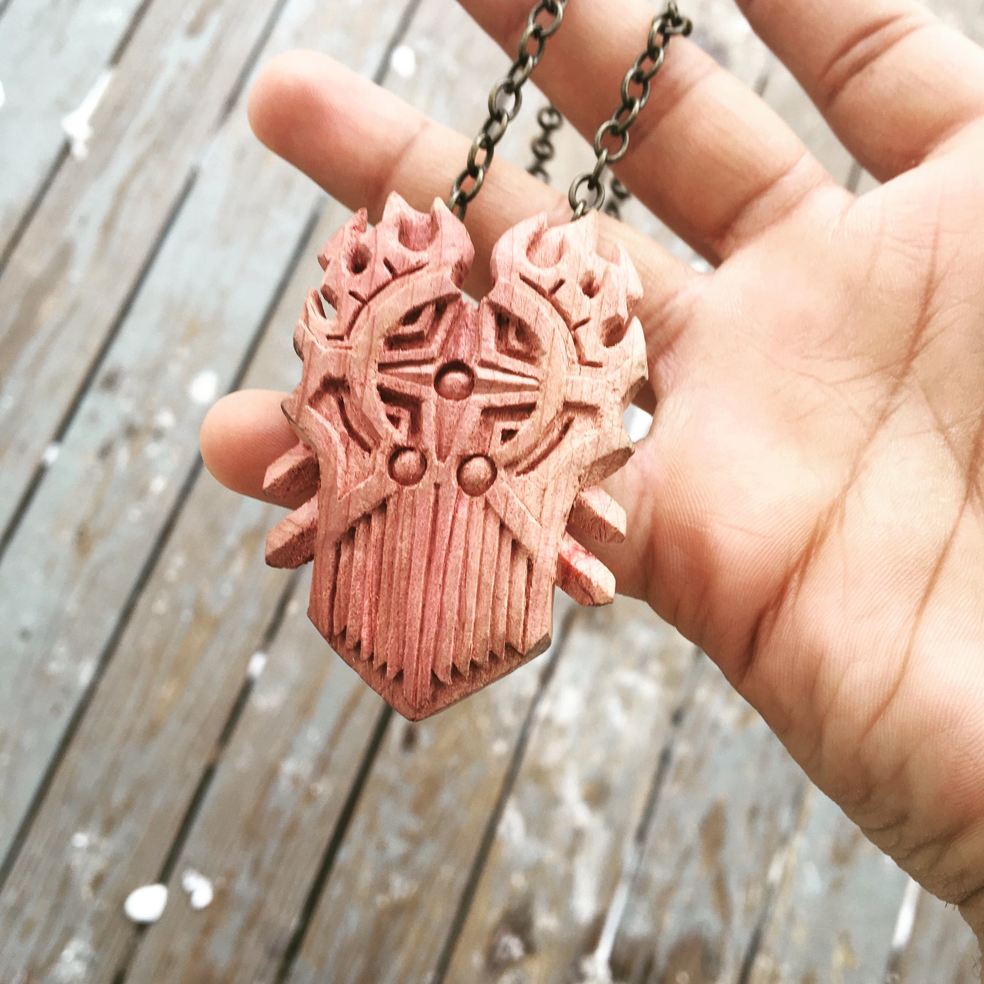 fantasy necklace wooden shield