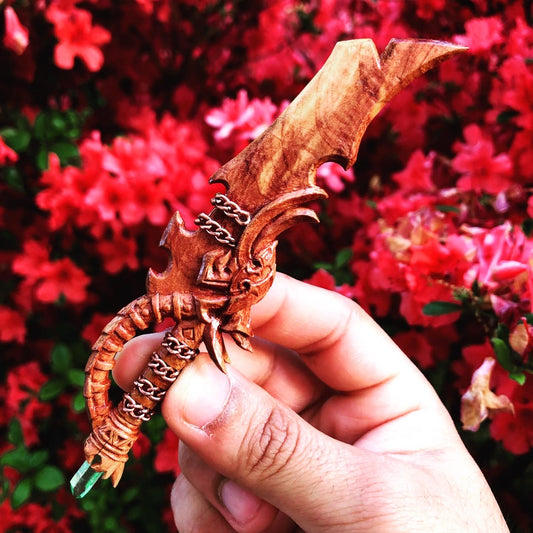 dragon sword fantasy art wood carving
