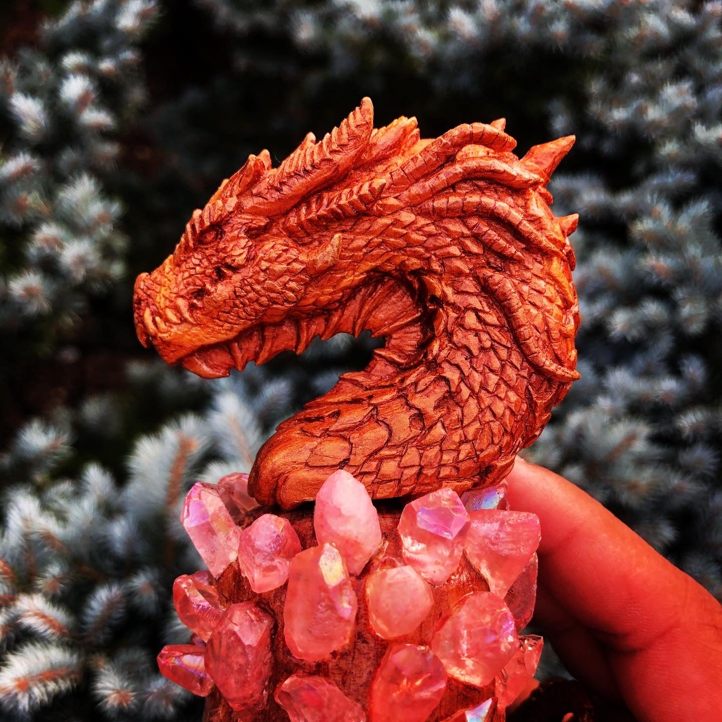 fantasy dragon concept art handmade in wood