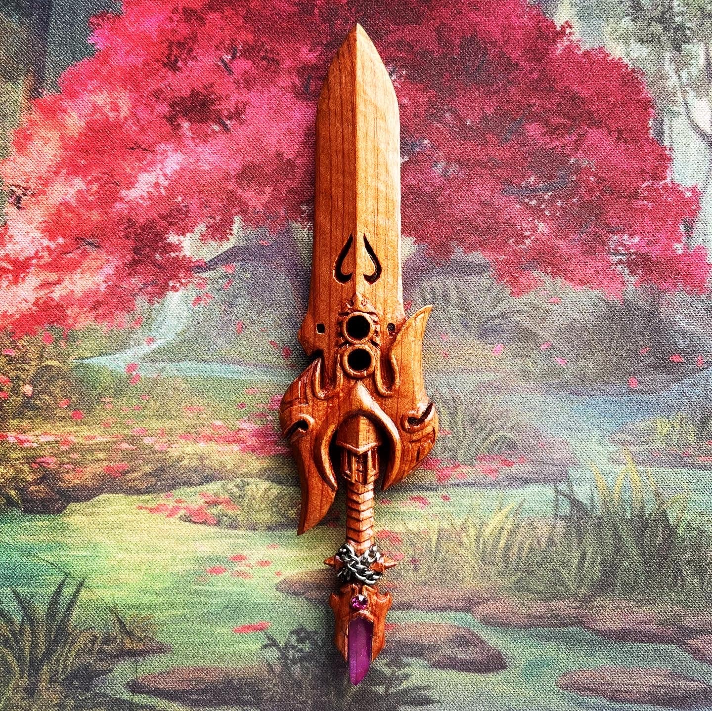 legendary sword woodcarving fantasy concept art