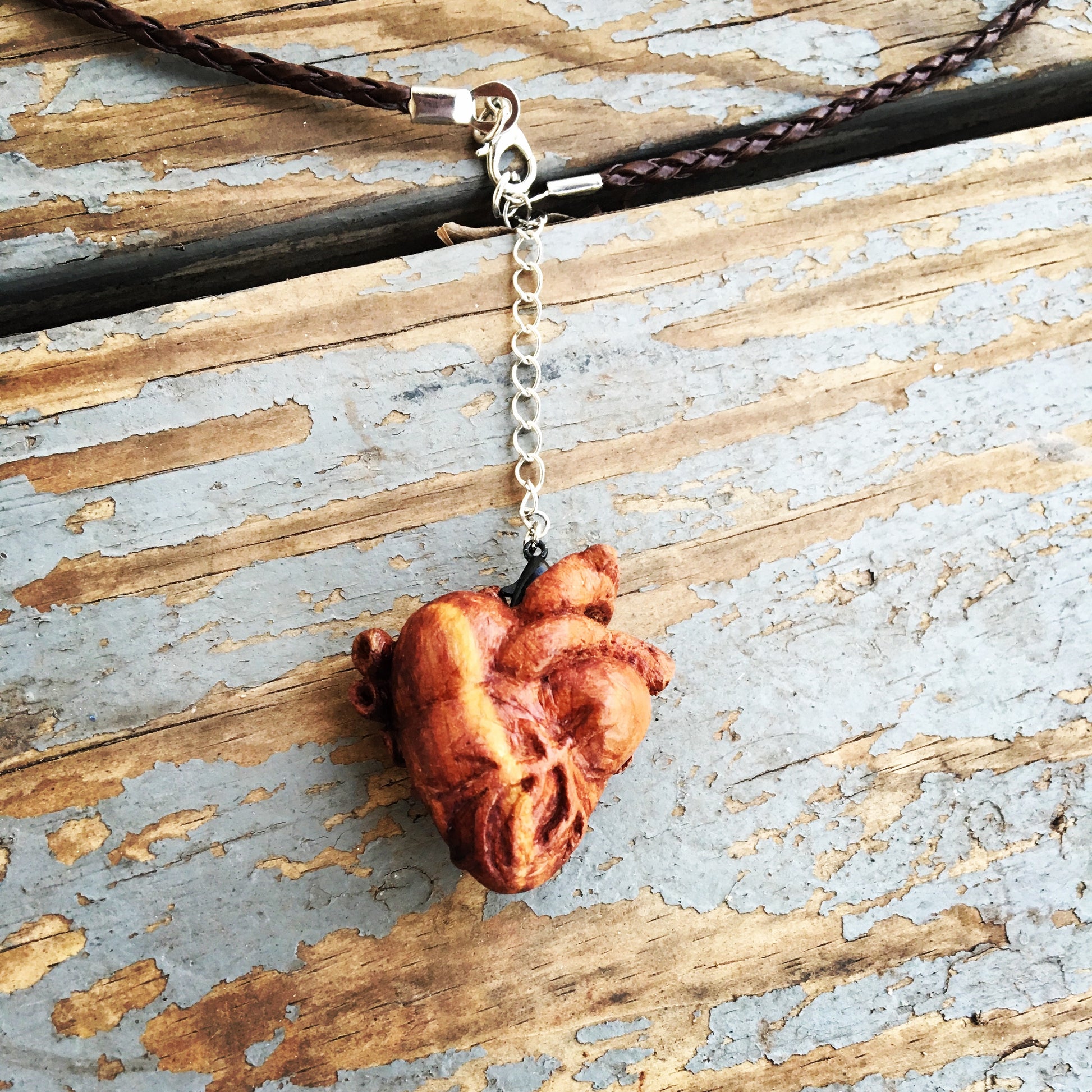 detailed wooden heart necklace
